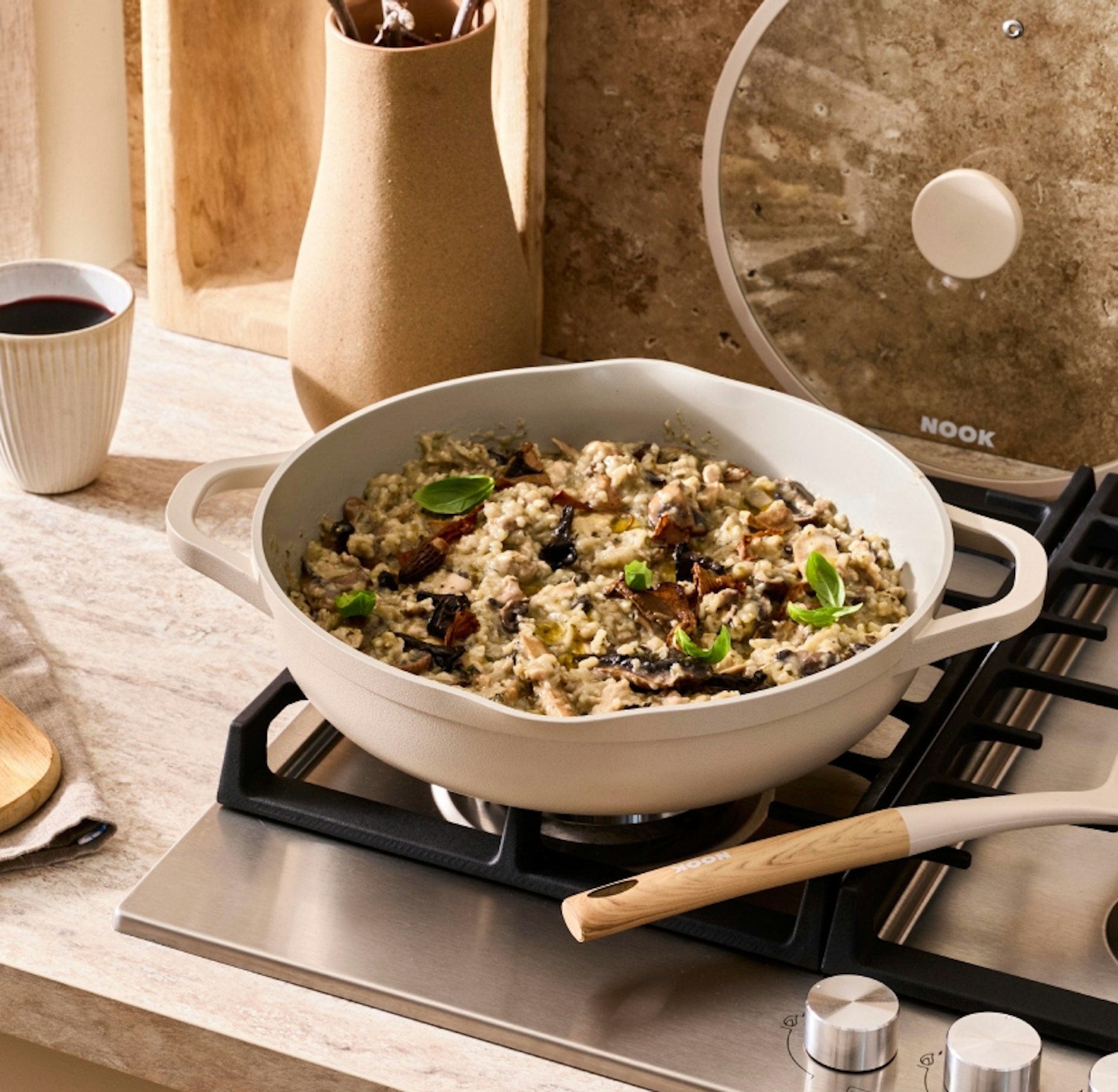 Nook saute pan on stove