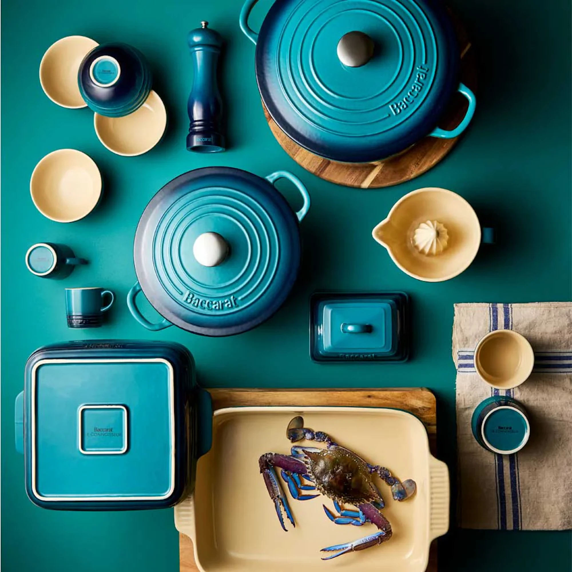 Le Connoisseur teal collection of kitchenware