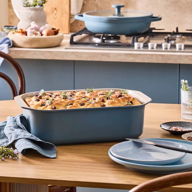 NOOK Roasting Pan on table with food