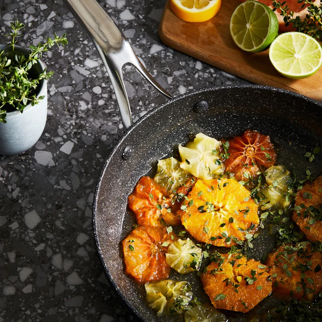 Baccarat rock frypan with cooked vegetables in it