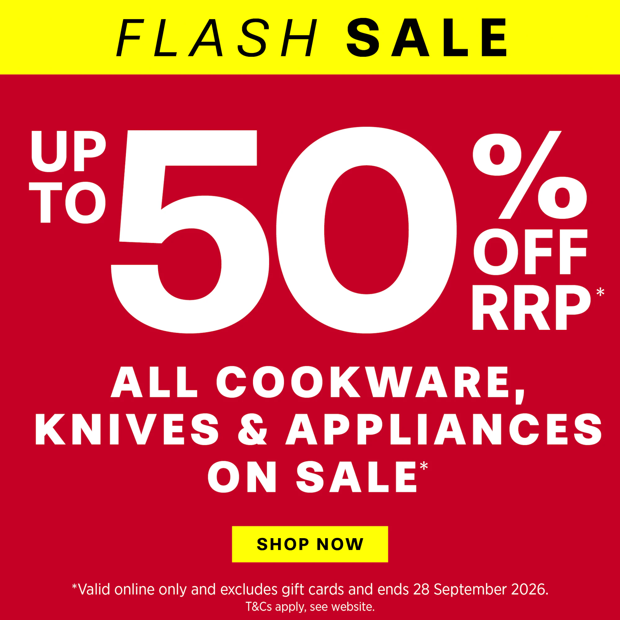 BACCARAT FLASH SALE - UP TO 50% OFF COOKWARE, APPLIANCES AND KNIVES