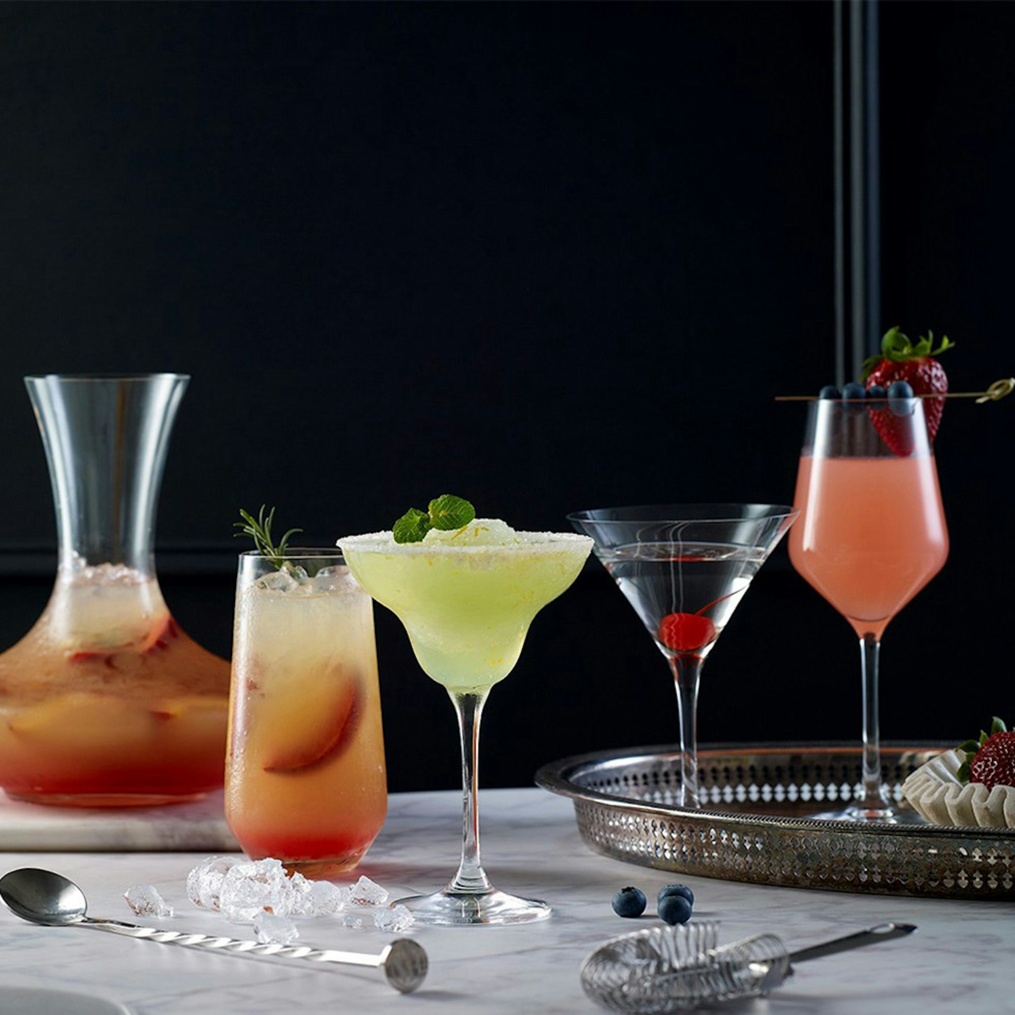 line up of cocktails