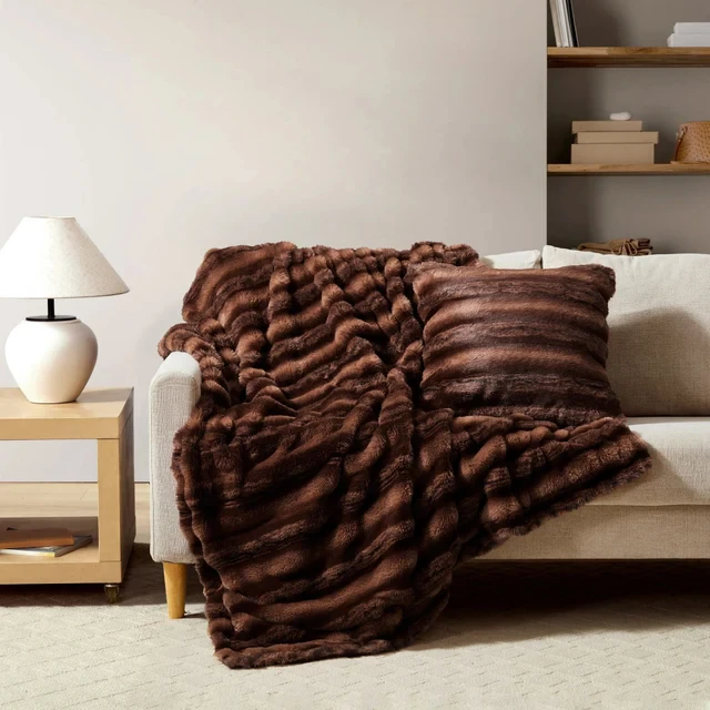 Ardor Loch Faux Rabbit Fur Throw at House