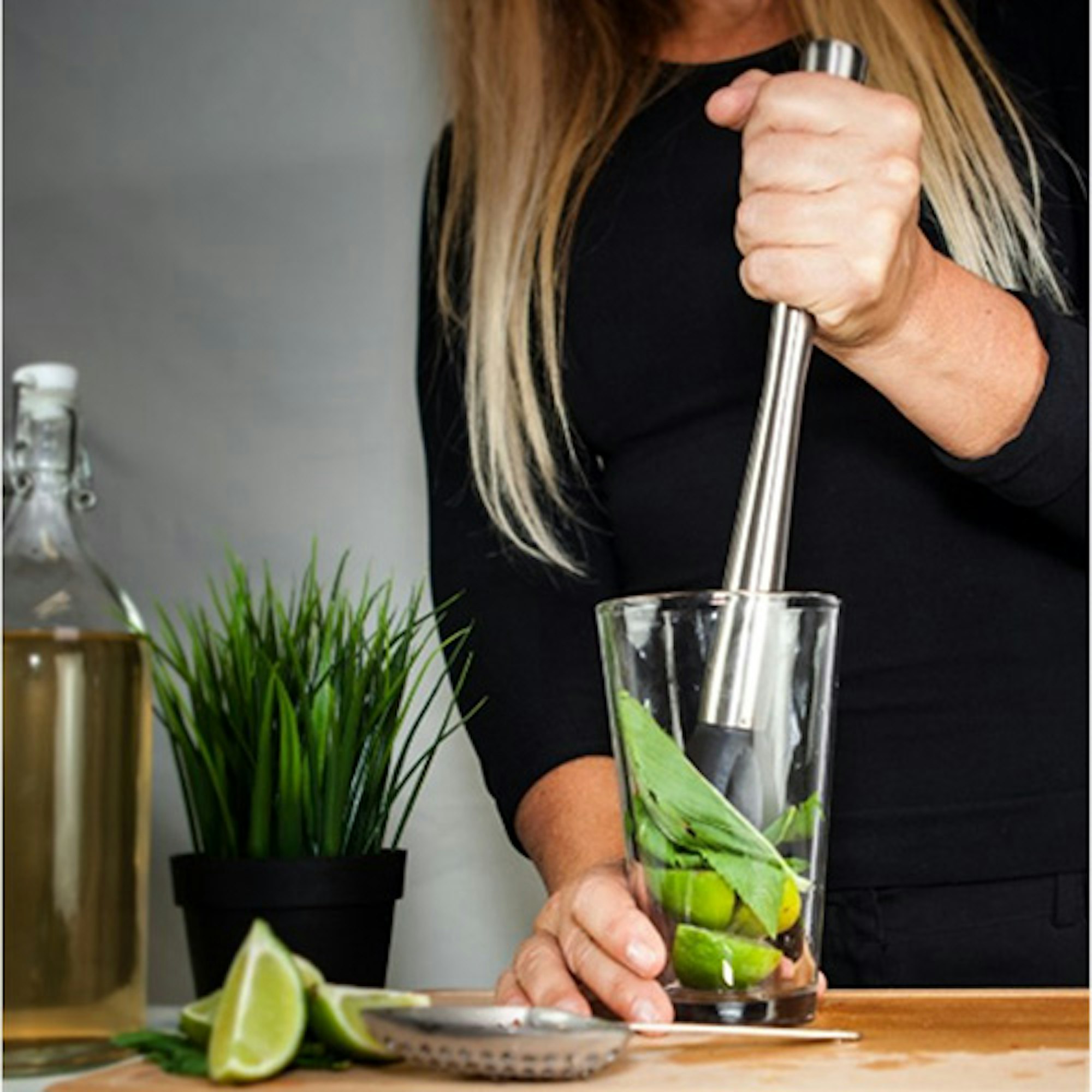 cocktail preparation with muddle
