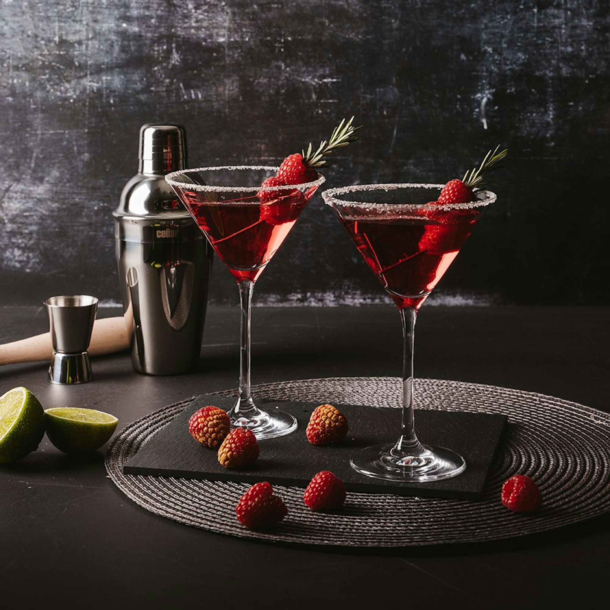 Comsopolitan cocktail with cocktal shaker