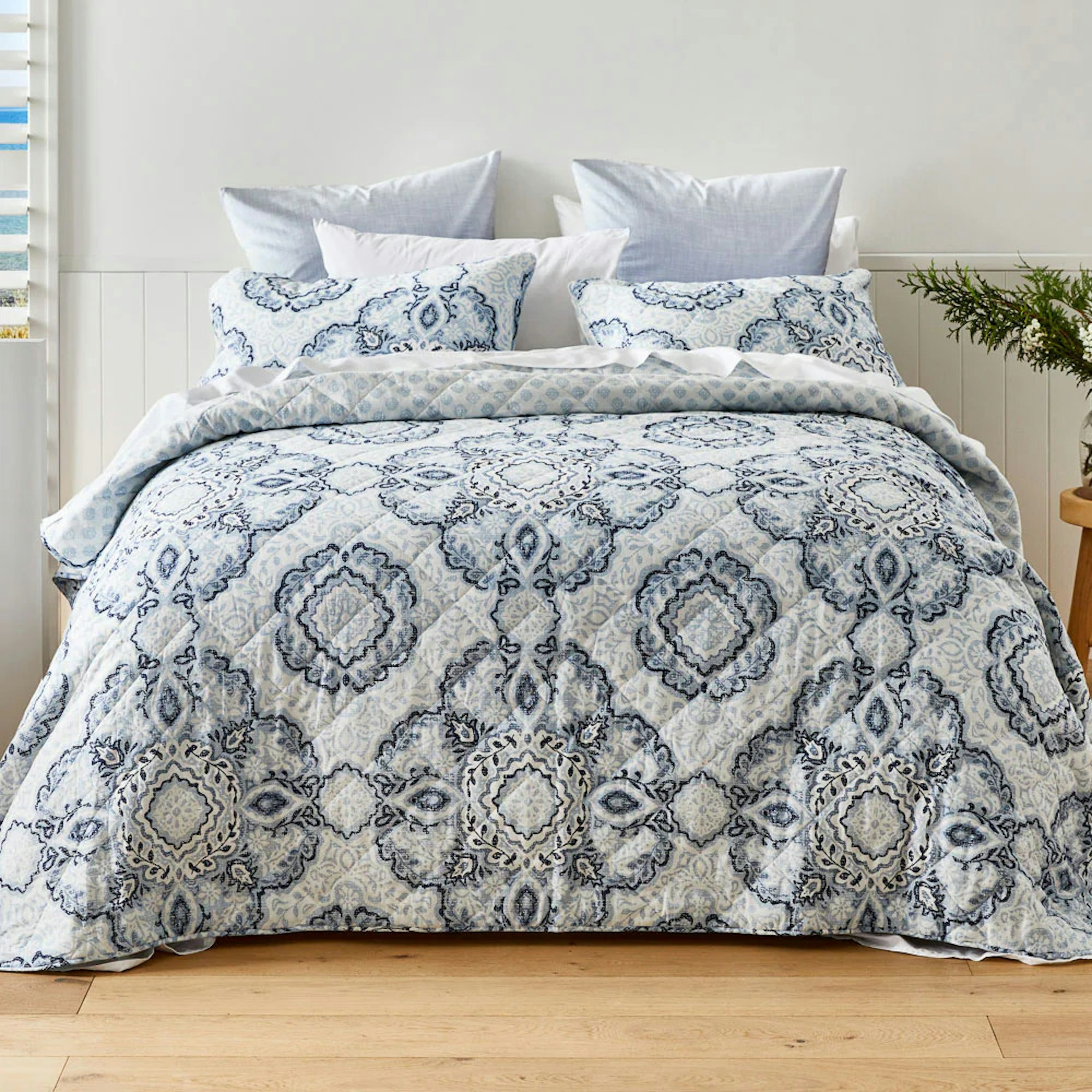 Deborah Hutton SS24 collection. Deborah Hutton Cassis Coverlet Set.