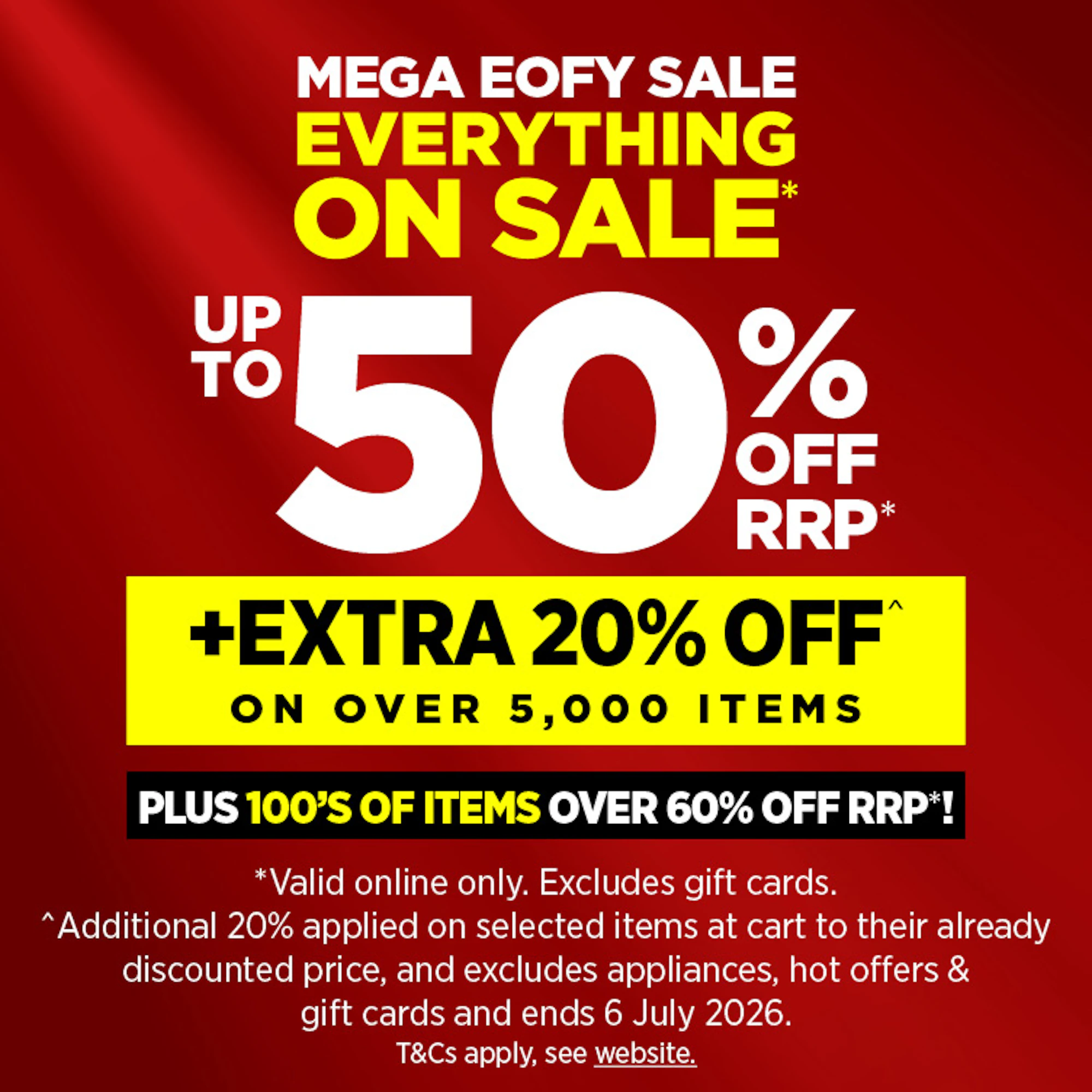 MEGA EOFY SALE EVERYTHING ON SALE + EXTRA 20% OFF 