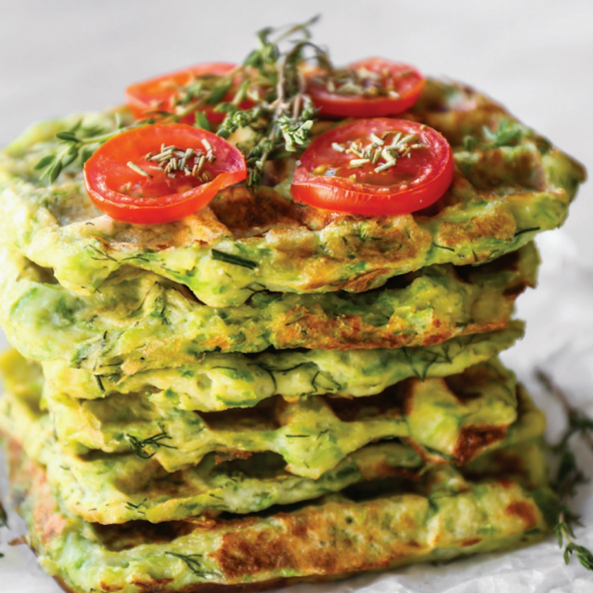 Zucchini And Haloumi Waffles Recipe