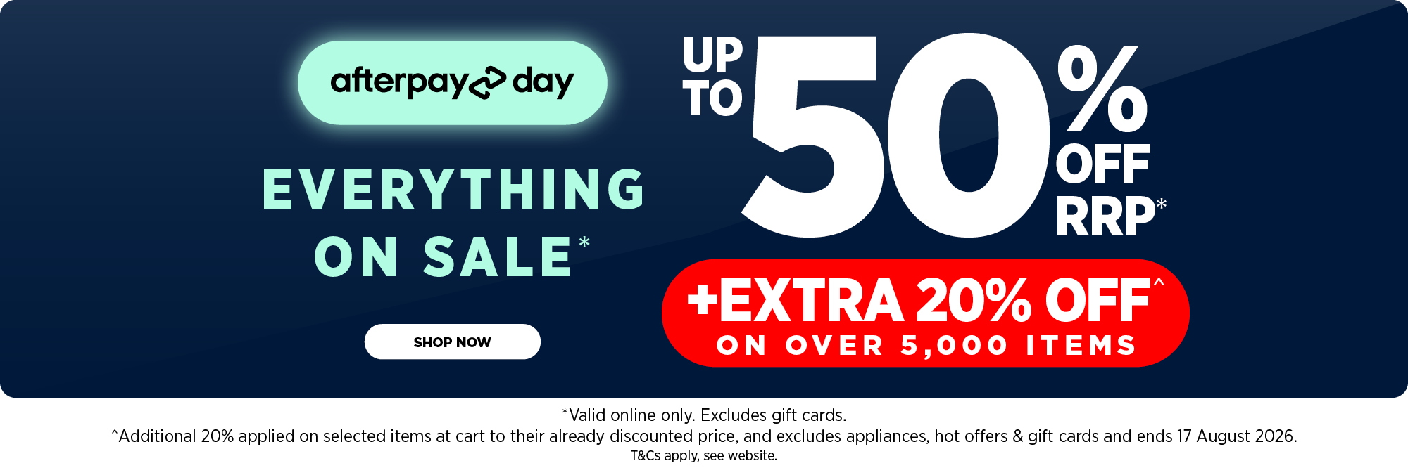afterpay sale everything on sale + extra 20% off
