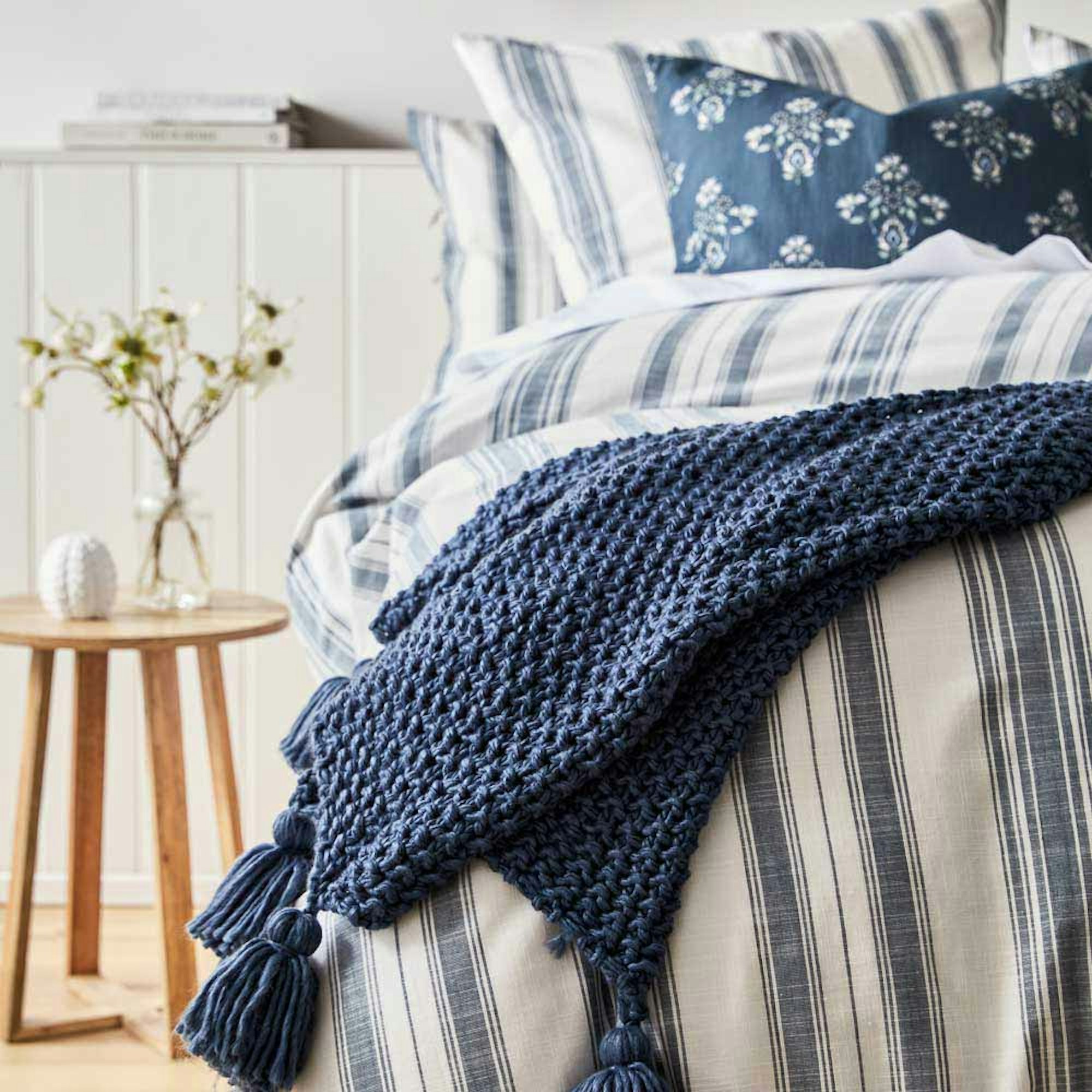 Deborah Hutton AW24 Collection. Deborah Hutton Clifton Quilt Cover Set with Barclay throw.