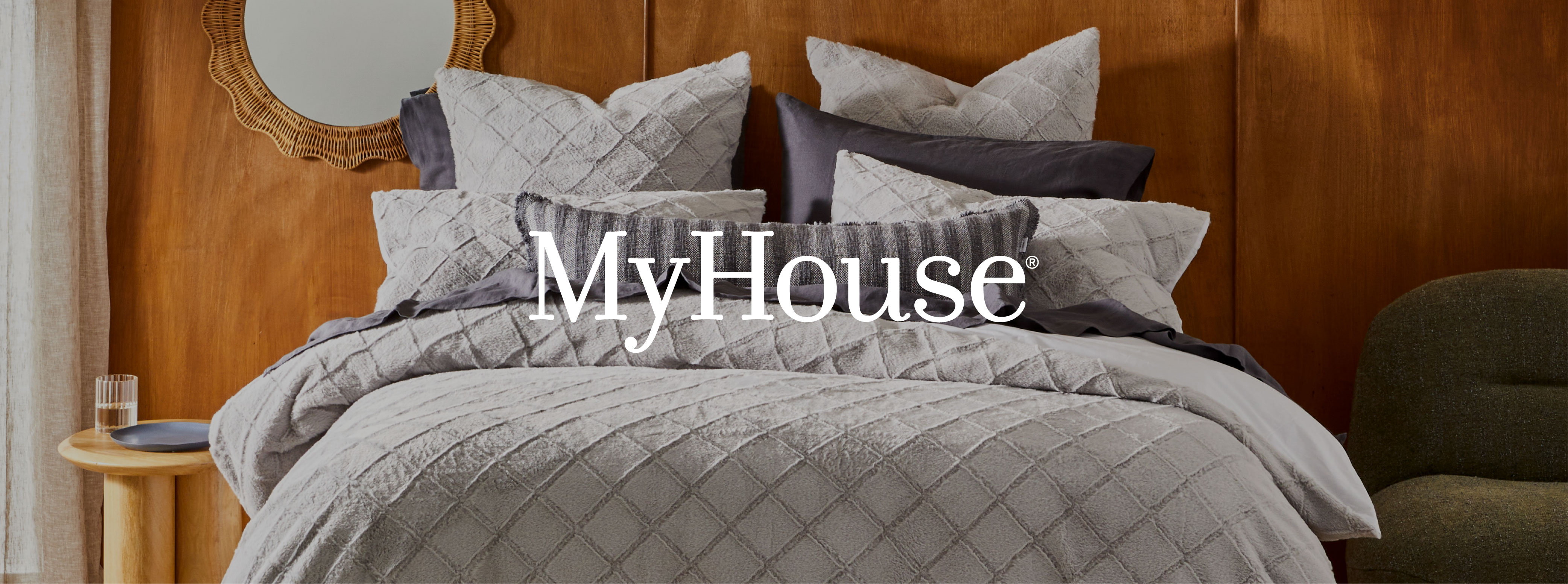MyHouse Grey Quilt Cover with 2 Pillows 