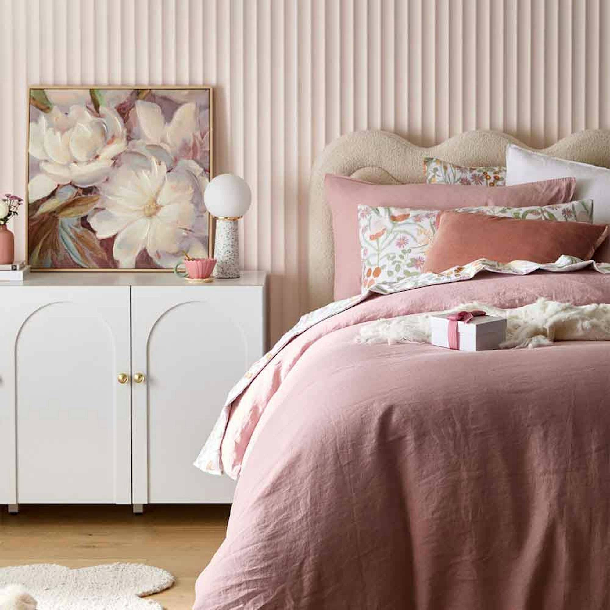 pink bedroom with pink quilt cover - gifts for her