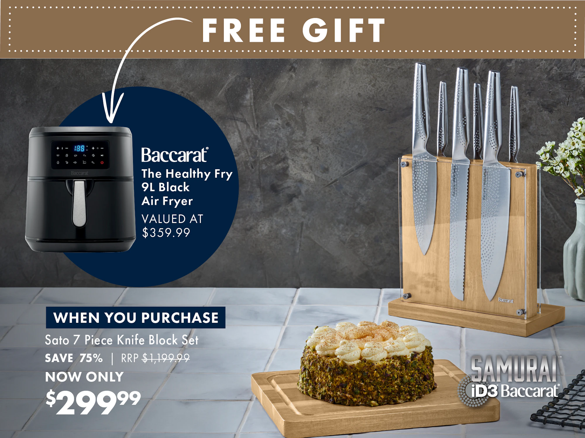 Free Baccarat 9L Air Fryer when purchase Baccarat Knife Block Set