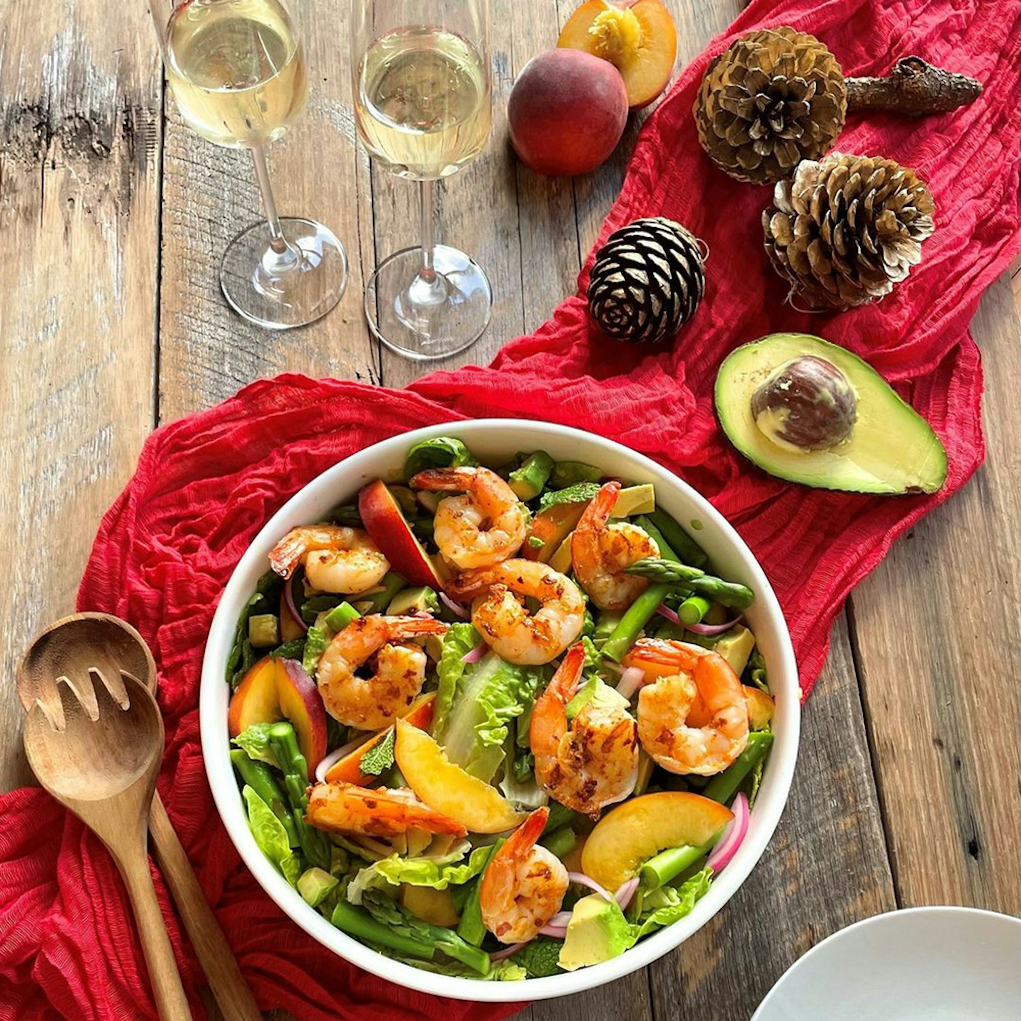 Grilled Prawn and Peach salad with a Citrus Vinaigrette Recipe