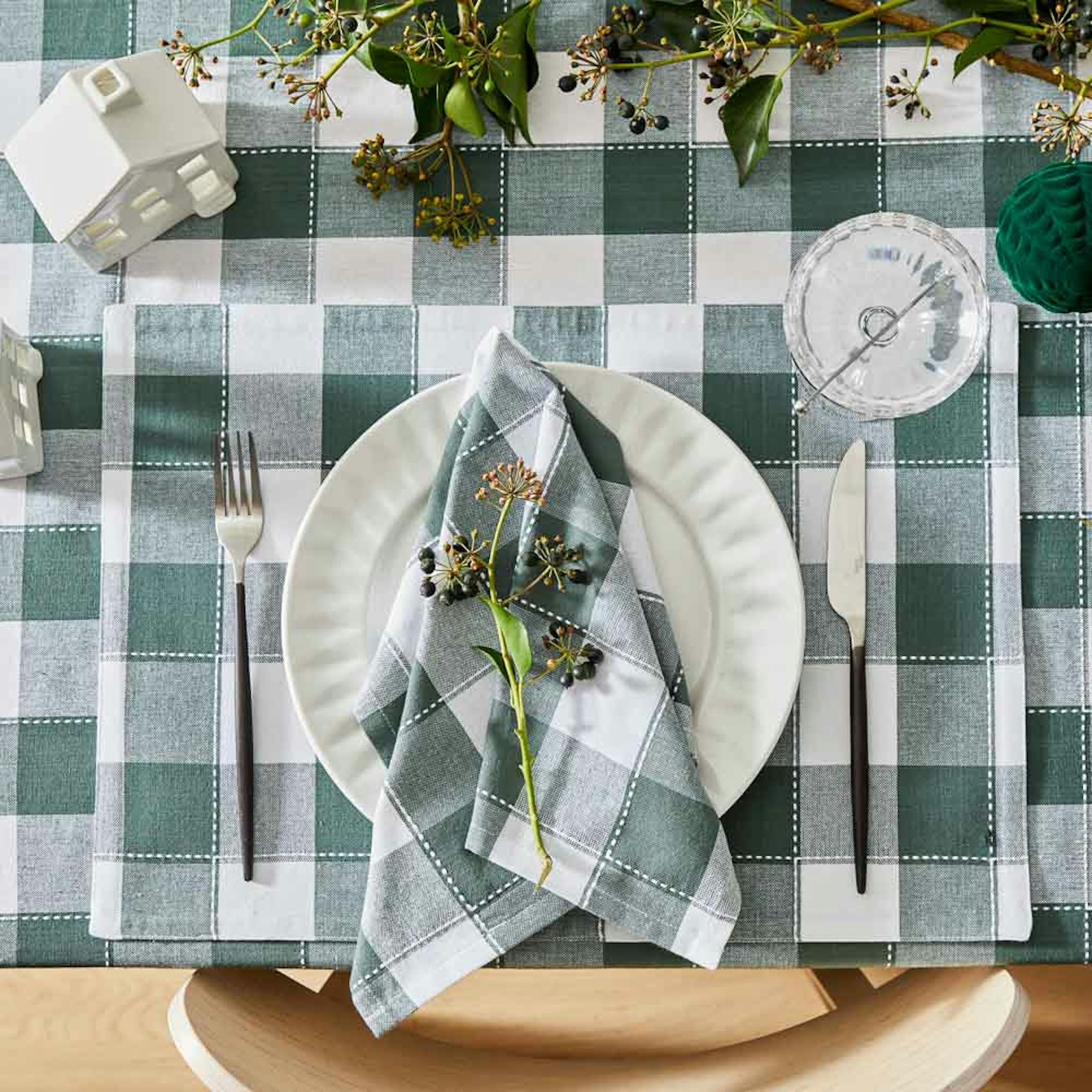 MyHouse Check Napkins Moss Green
