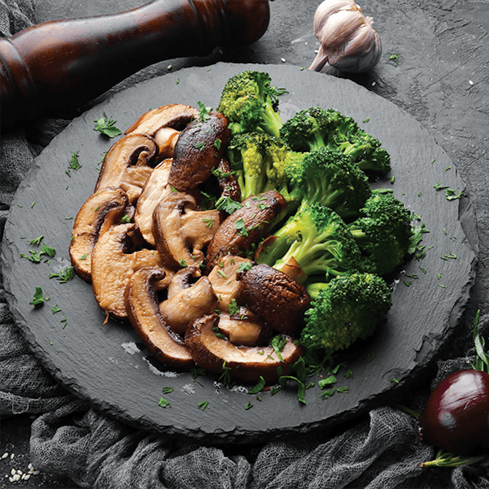 Crispy Broccoli & Garlic Mushrooms Air fryer recipe