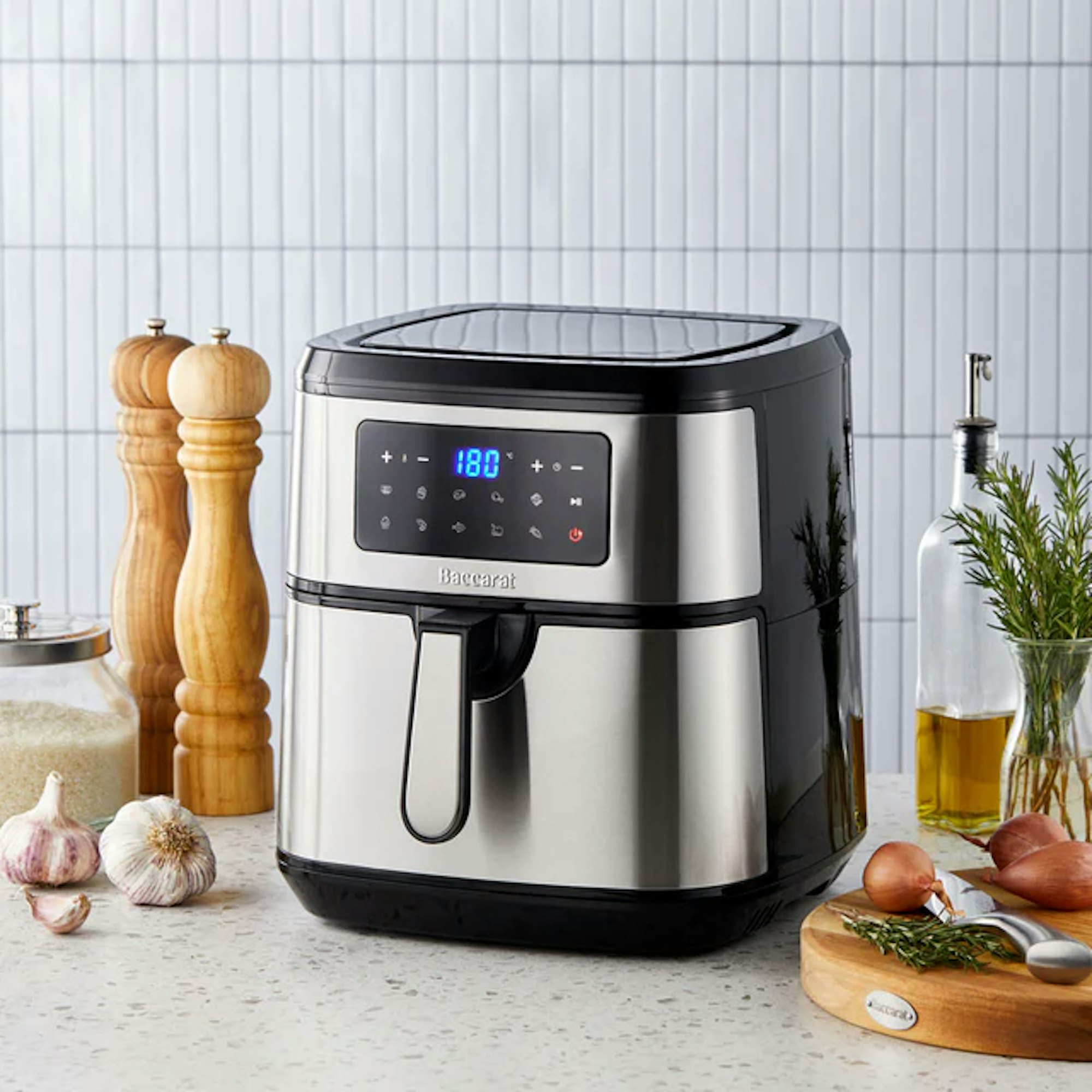 baccarat air fryer on a kitchen bench