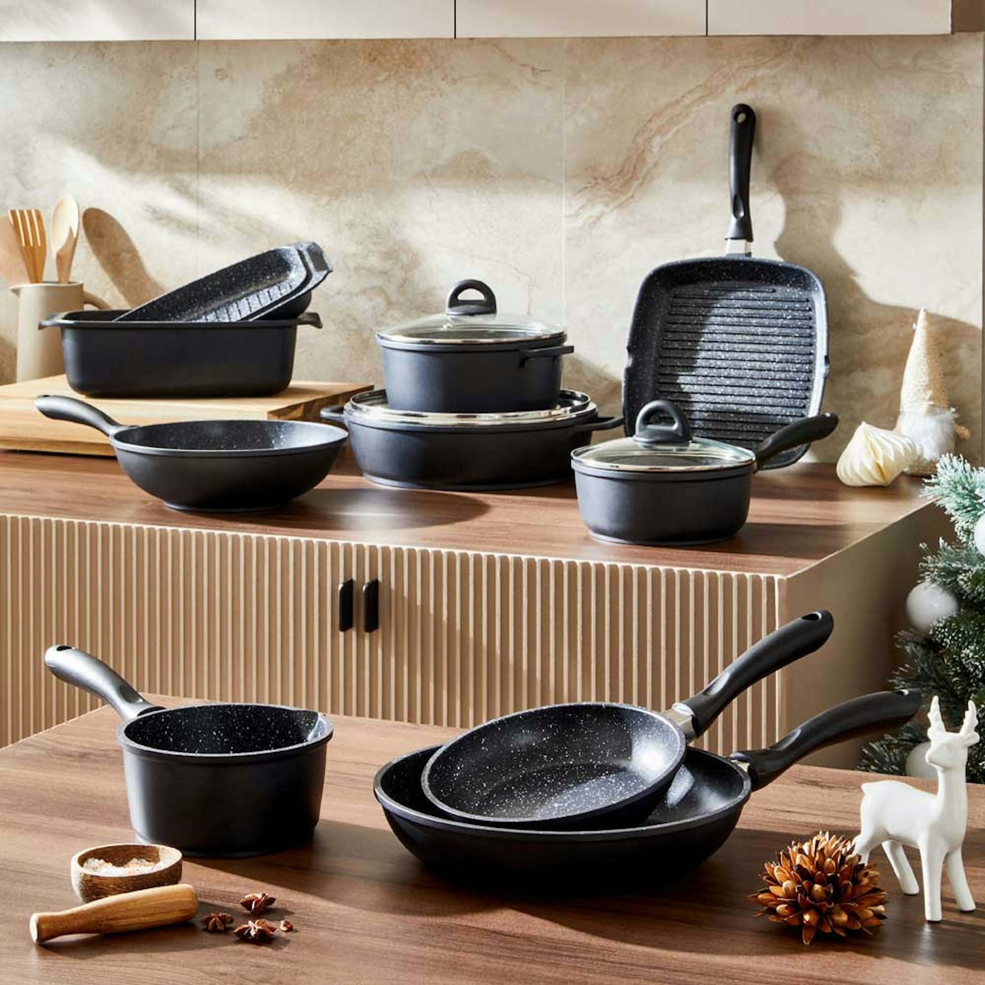 Christmas Gift Guide 2023 Robins Kitchen. Gifts for the Home Chef. Cookware set displayed in the kitchen.