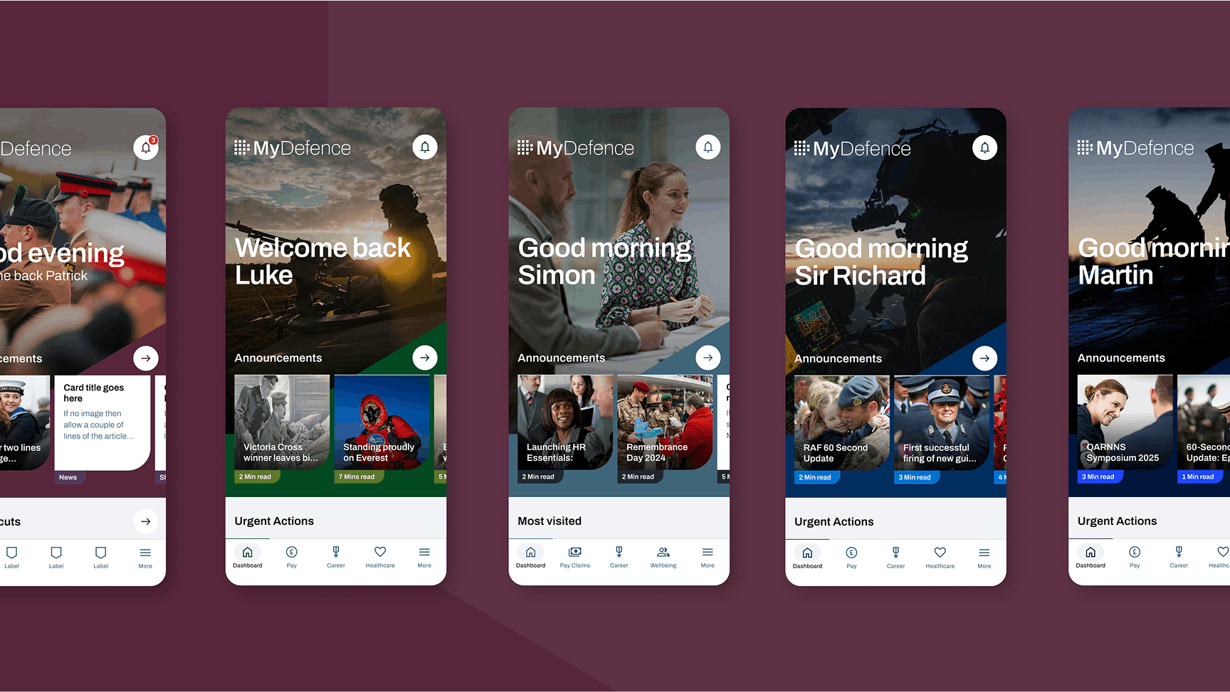 MyDefence Home Screens