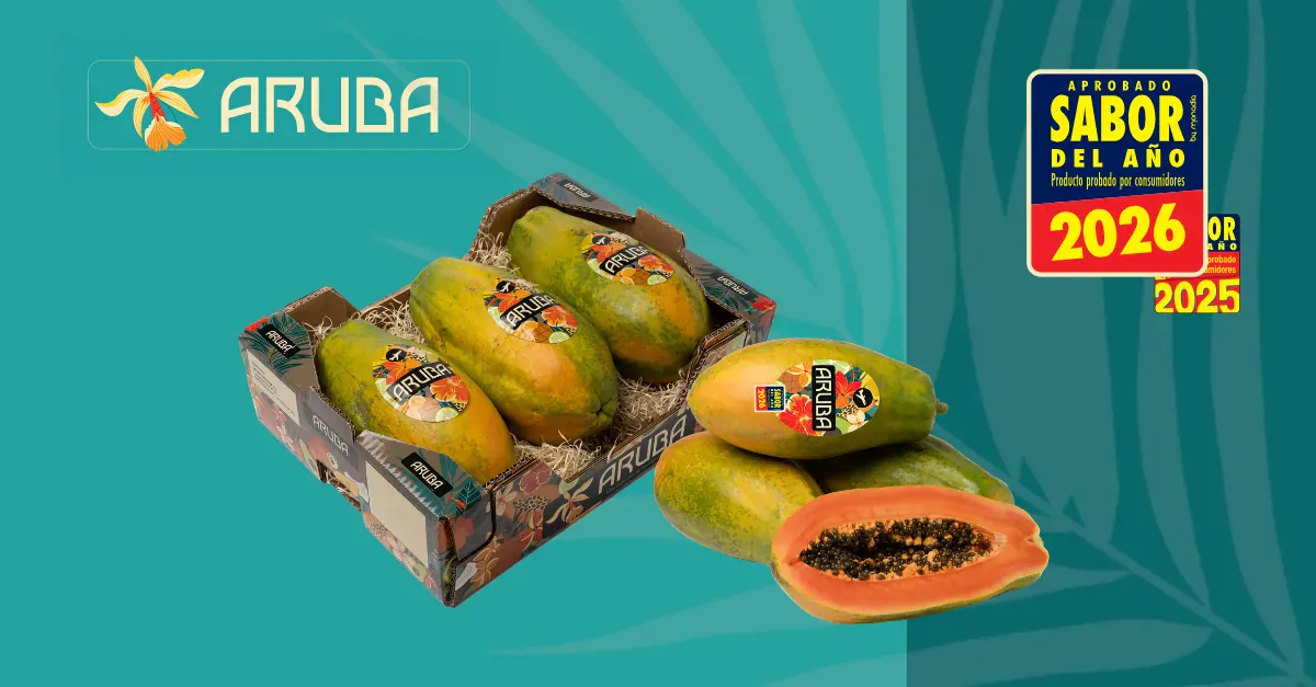 Papayón Aruba in its box with the Sabor del Año 2026 seal