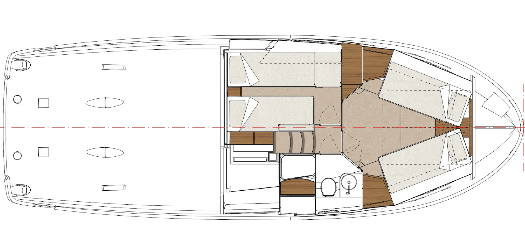 Greenline 40 Lower deck A layout