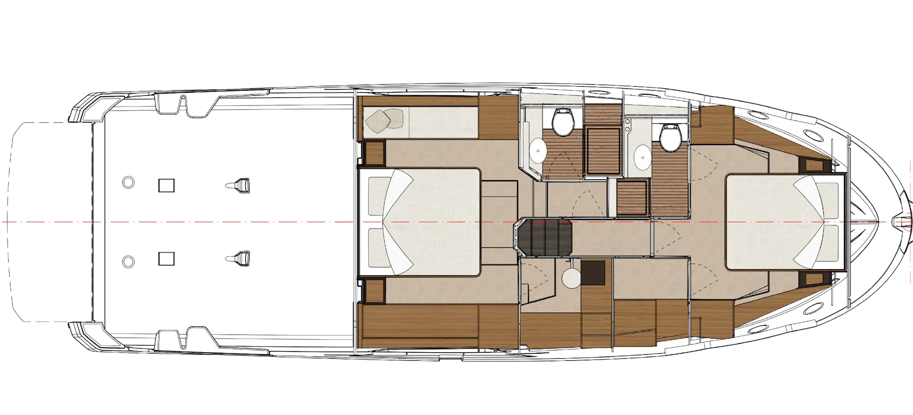 Greenline 45 Coupe Lower deck A layout