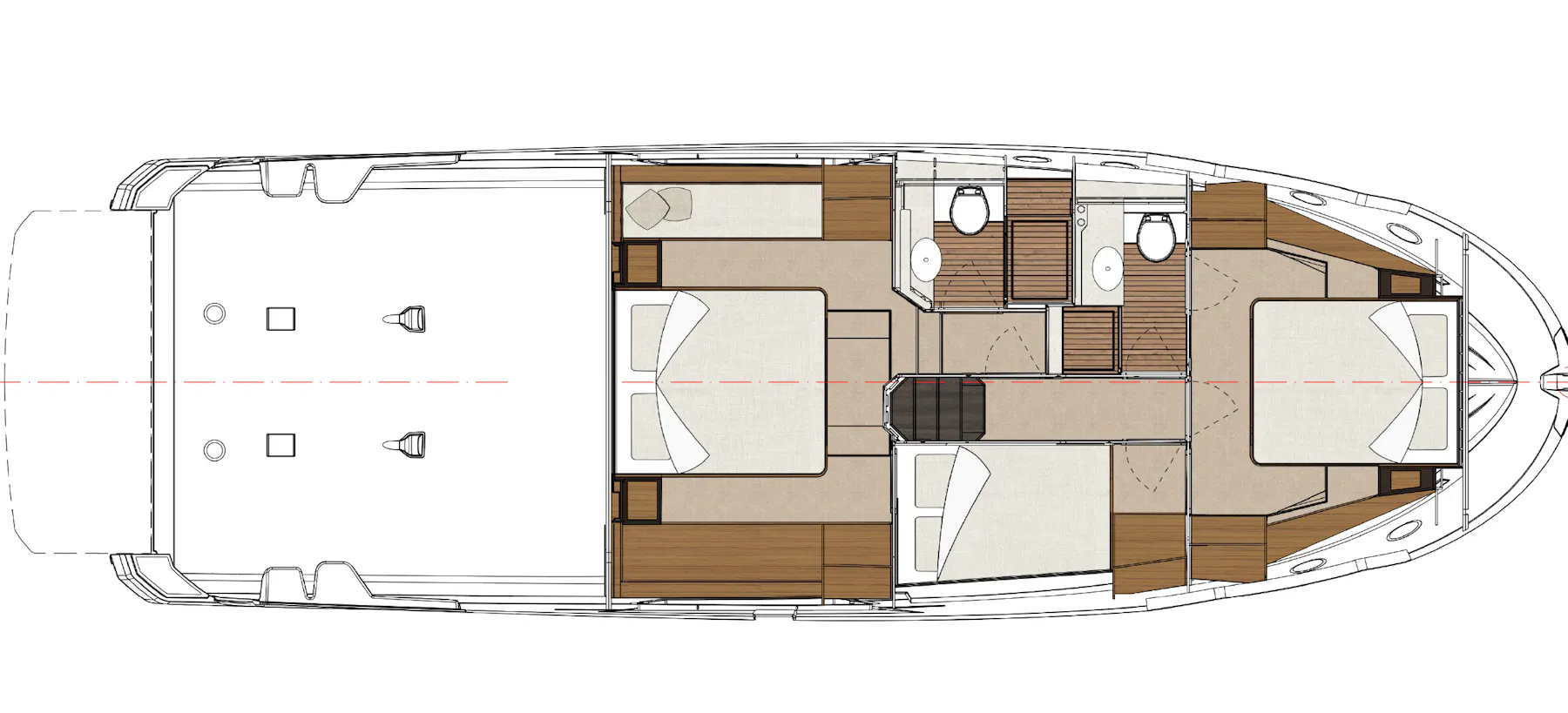 Greenline 45 Coupe Lower deck C layout