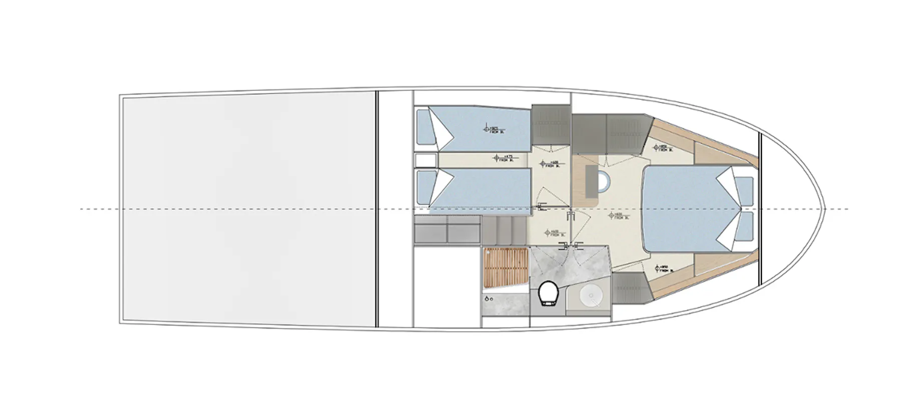 Greenline 42 Lower deck A layout