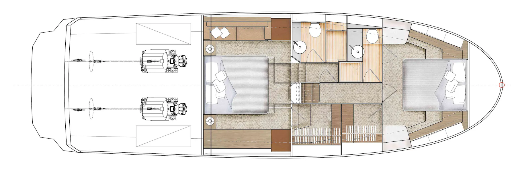 Greenline 45 Fly Lower deck A layout