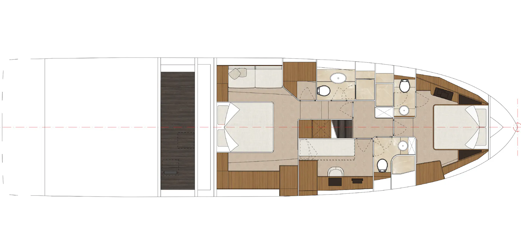 Greenline 58 Fly Lower deck C (office) layout