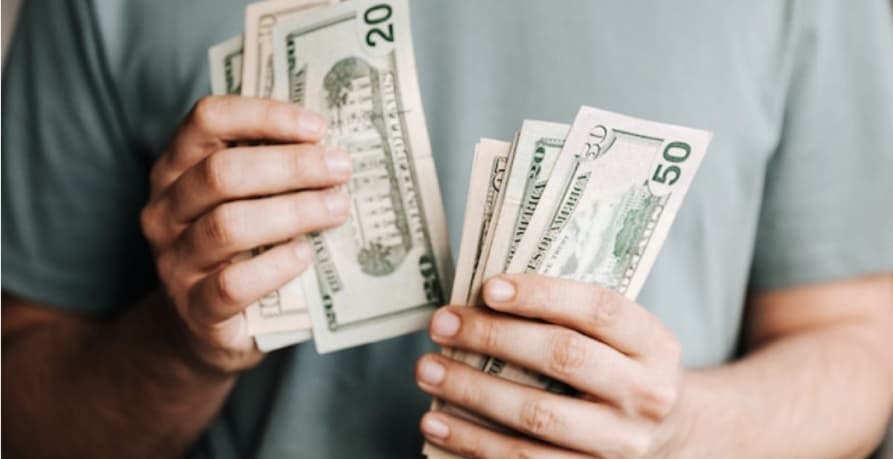 A man counting money