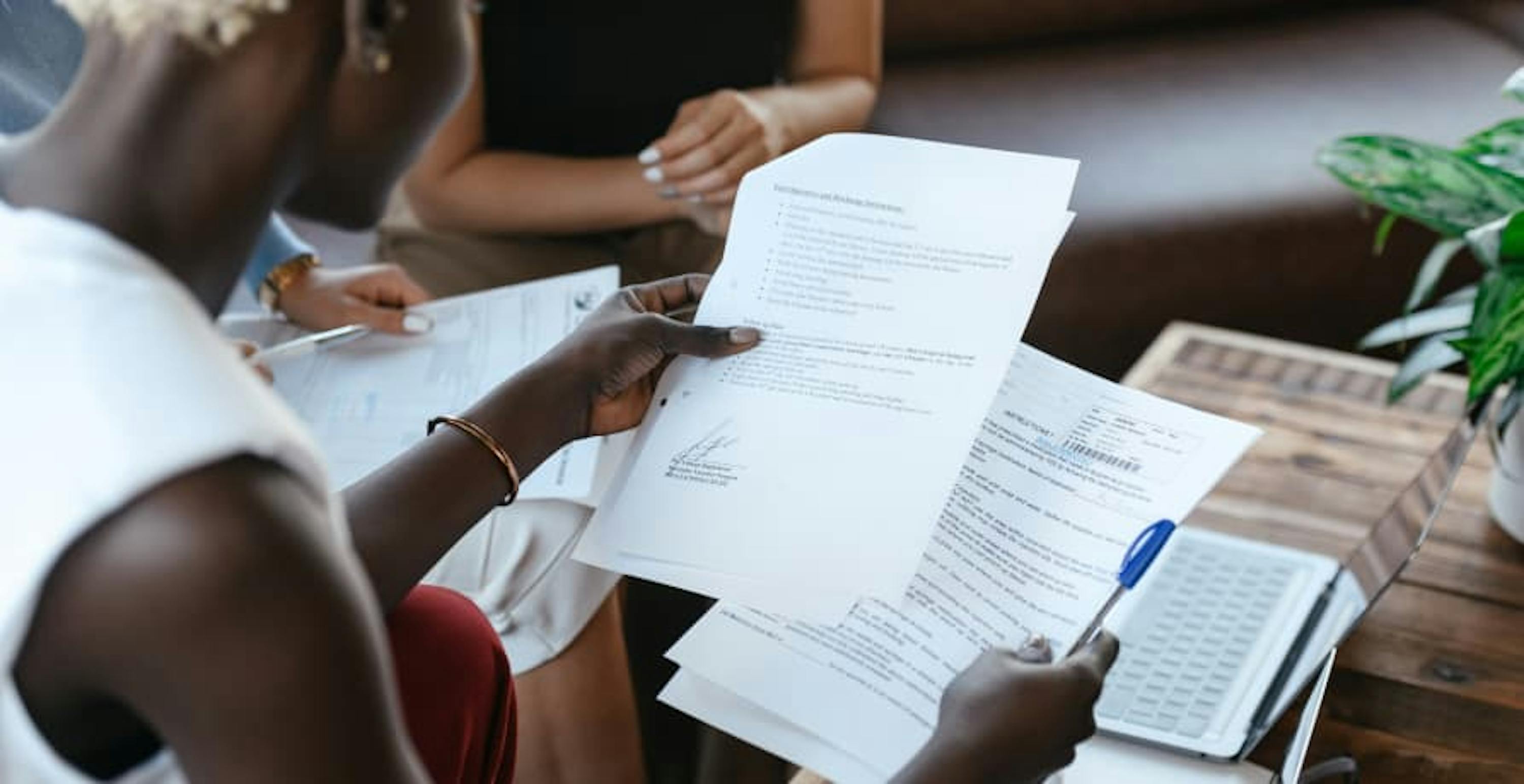 woman looking at a report