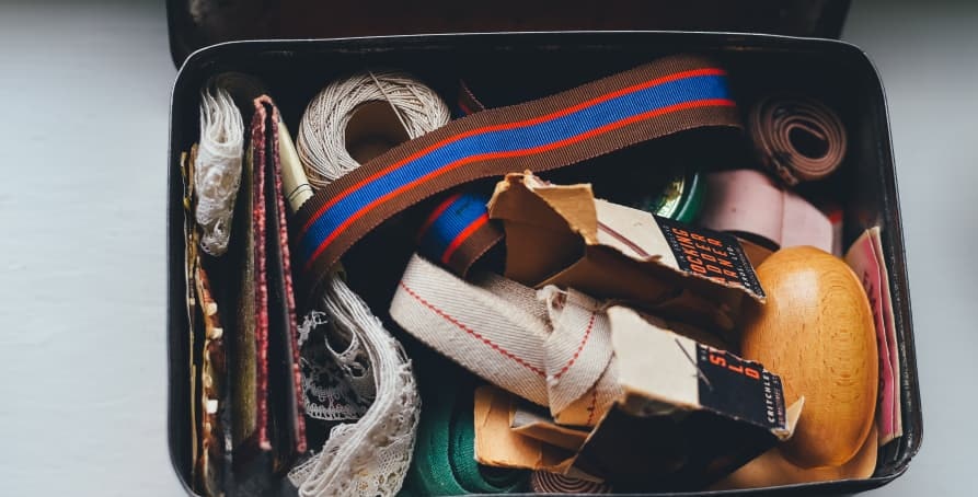 supplies in a bin