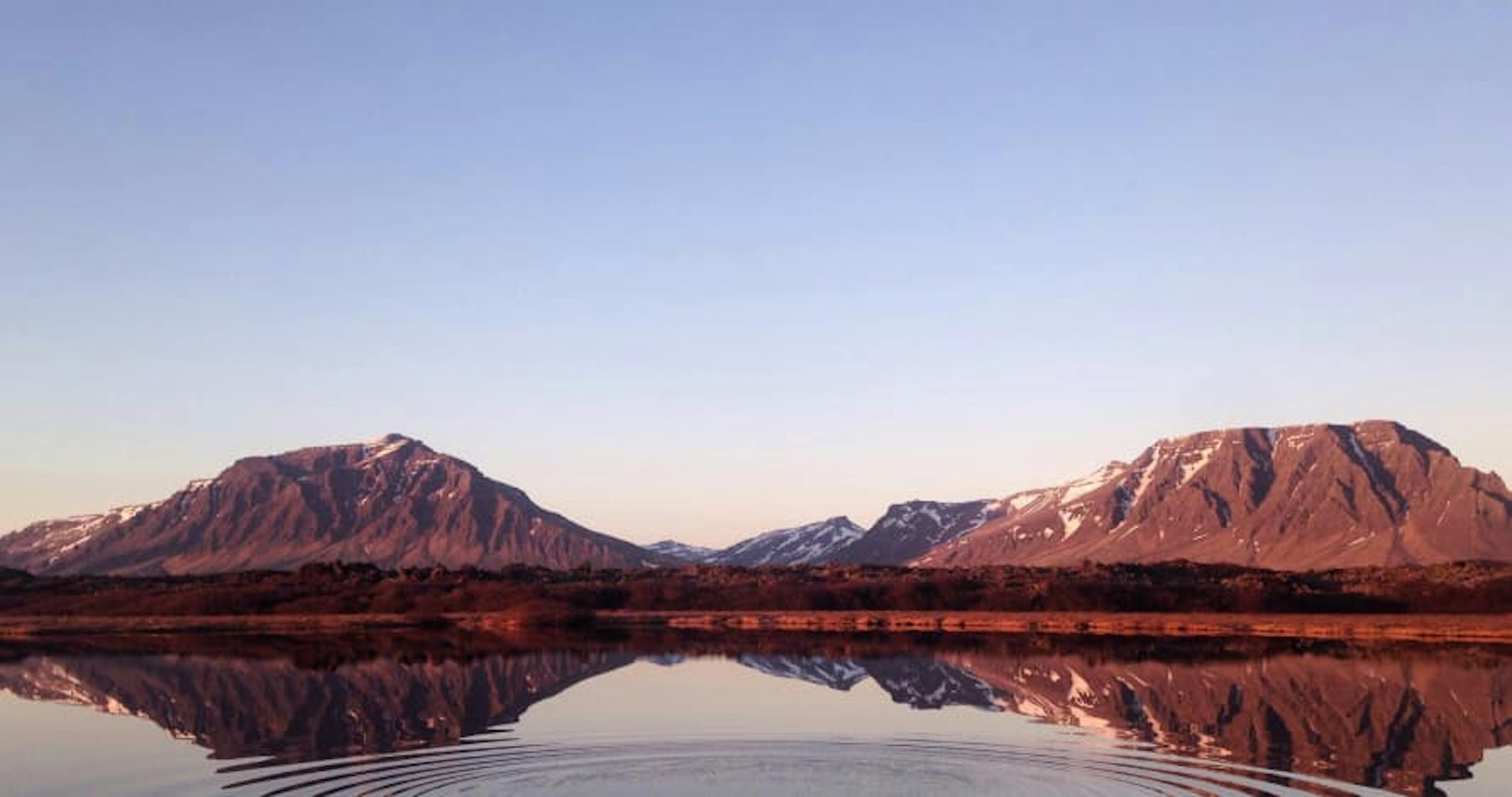 rugged mountains and lake