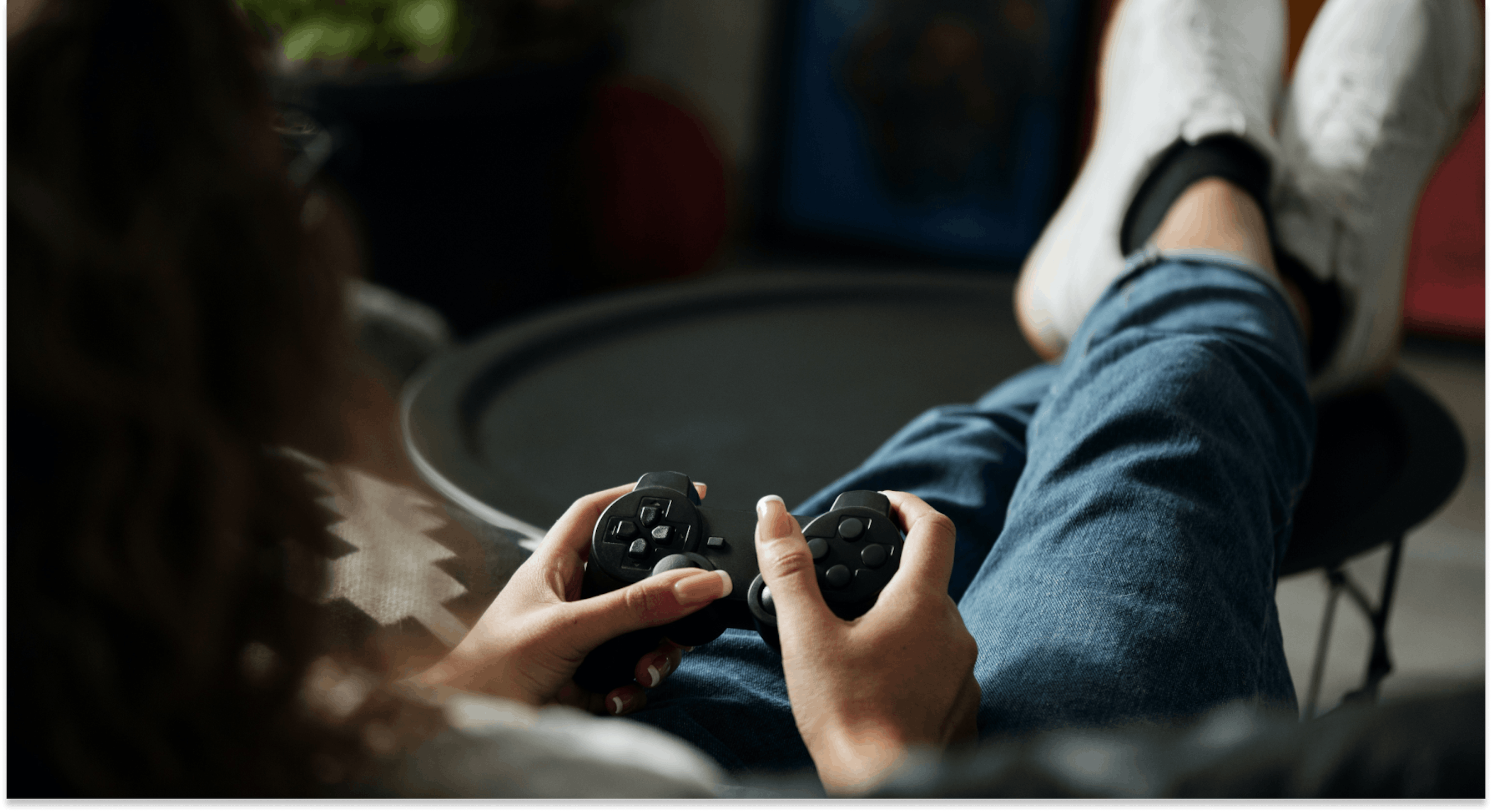 woman playing a video game