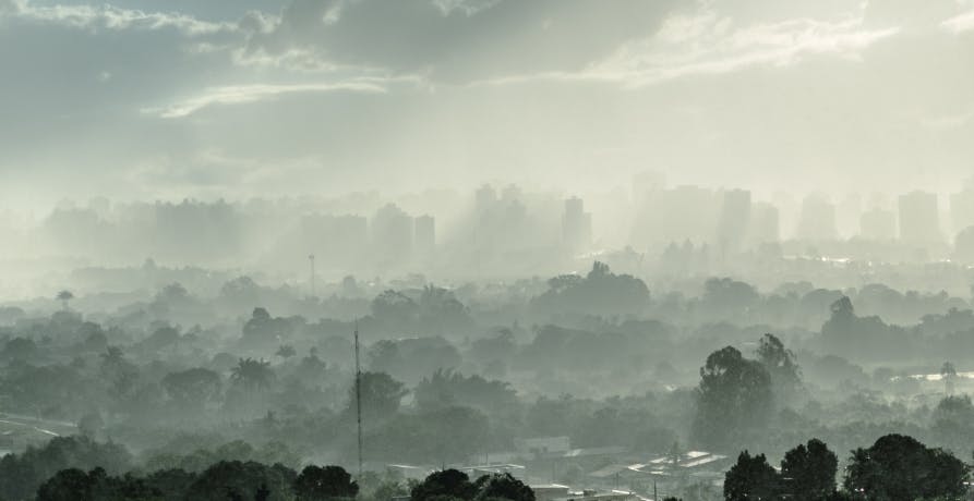 nuage de pollution au-dessus d'une ville