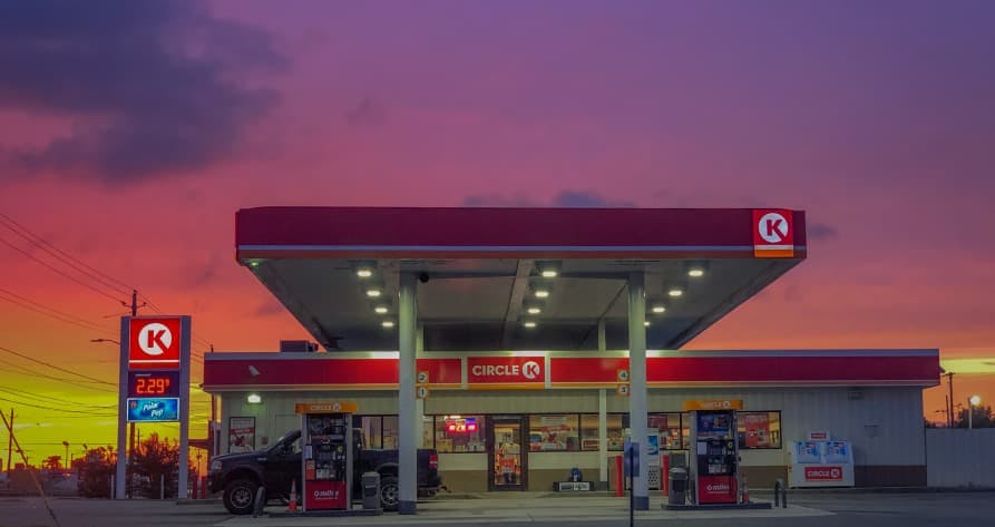 gas station in sunset