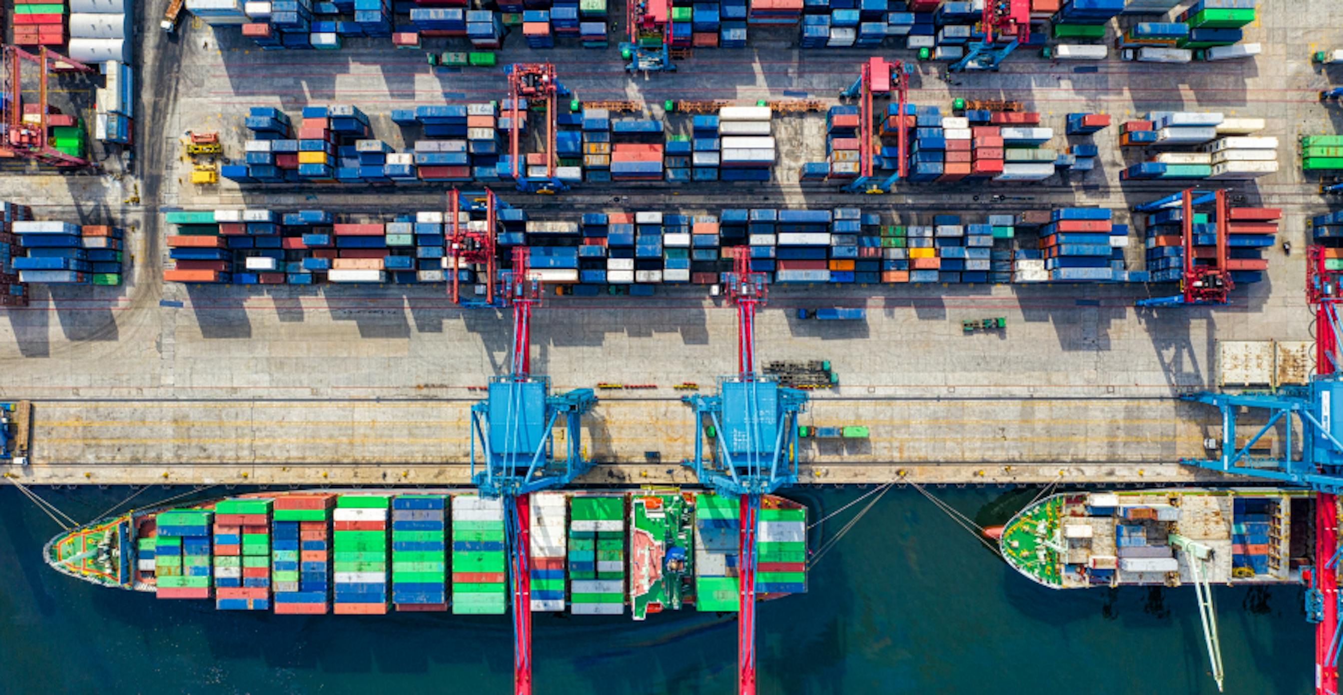 large ships and shipping containers