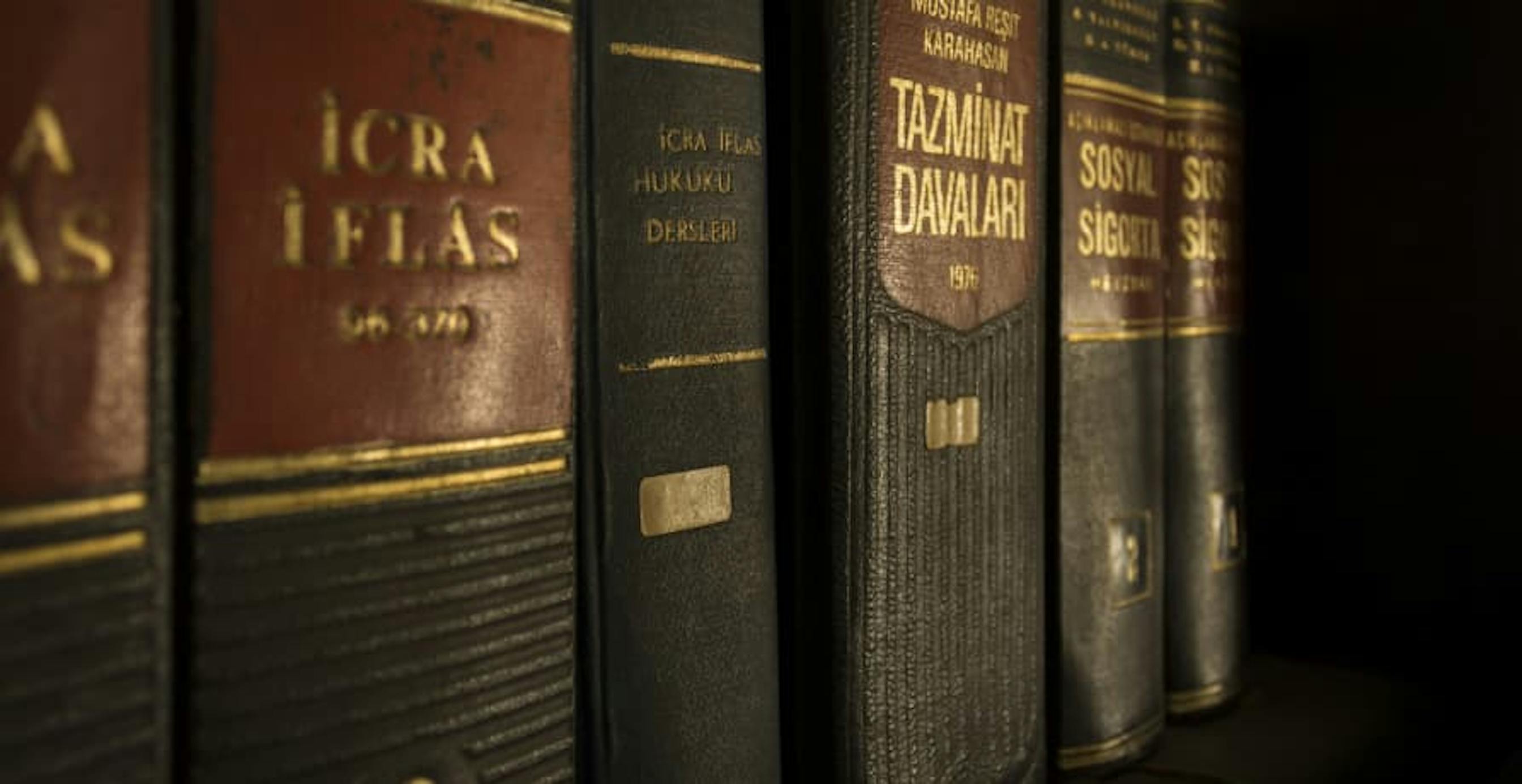 a row of leather bound legal books