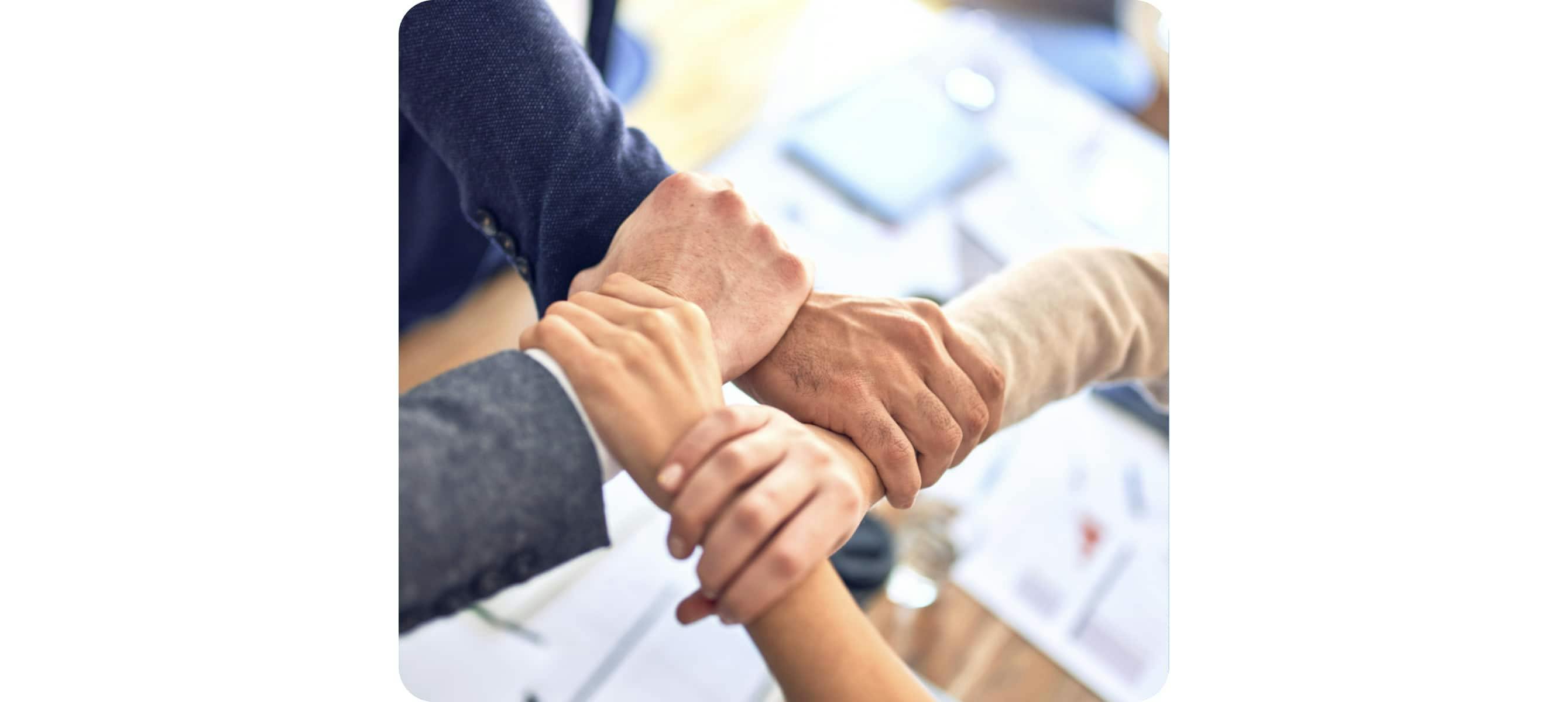 a group of people holding hands
