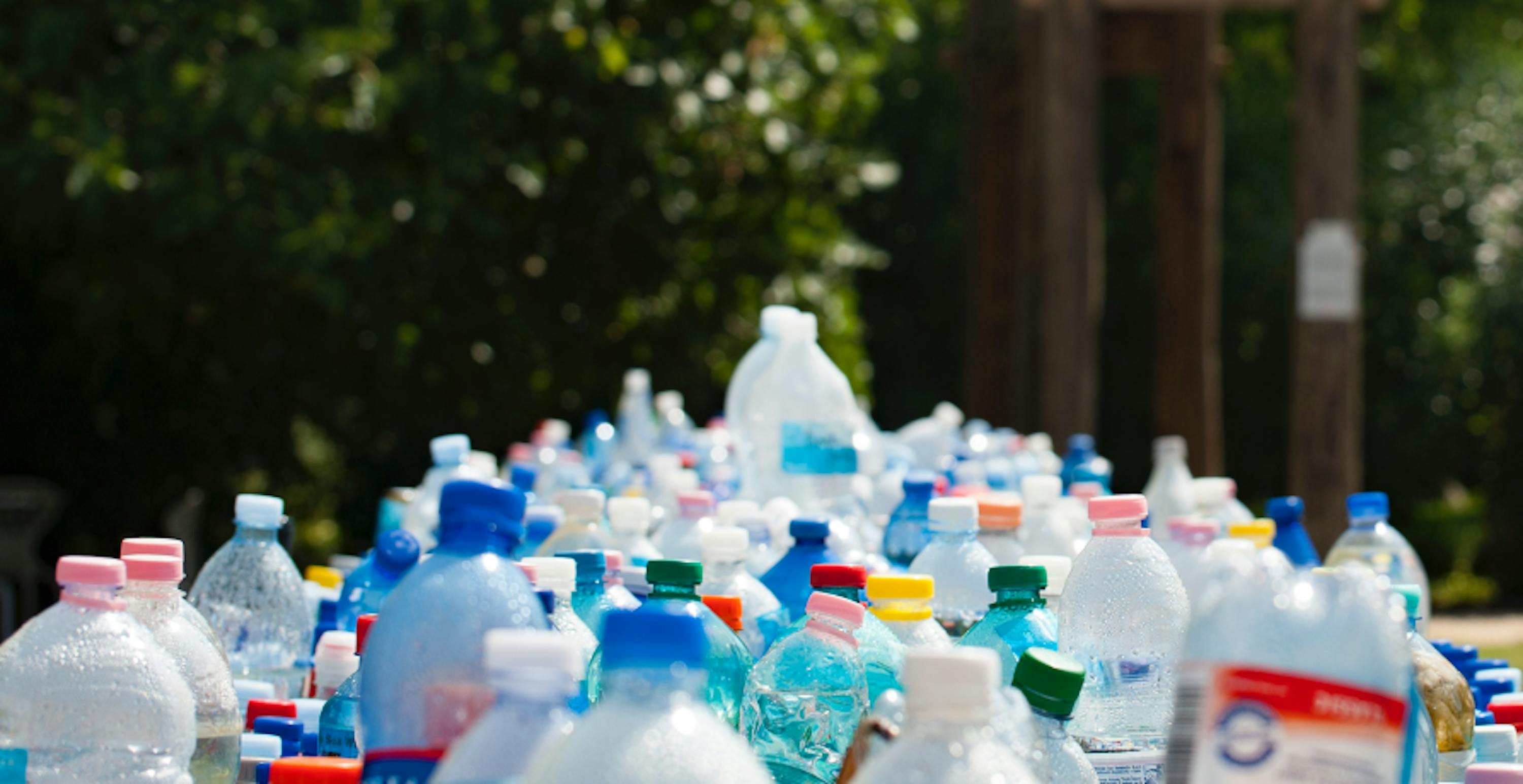 recycling bottles piled up