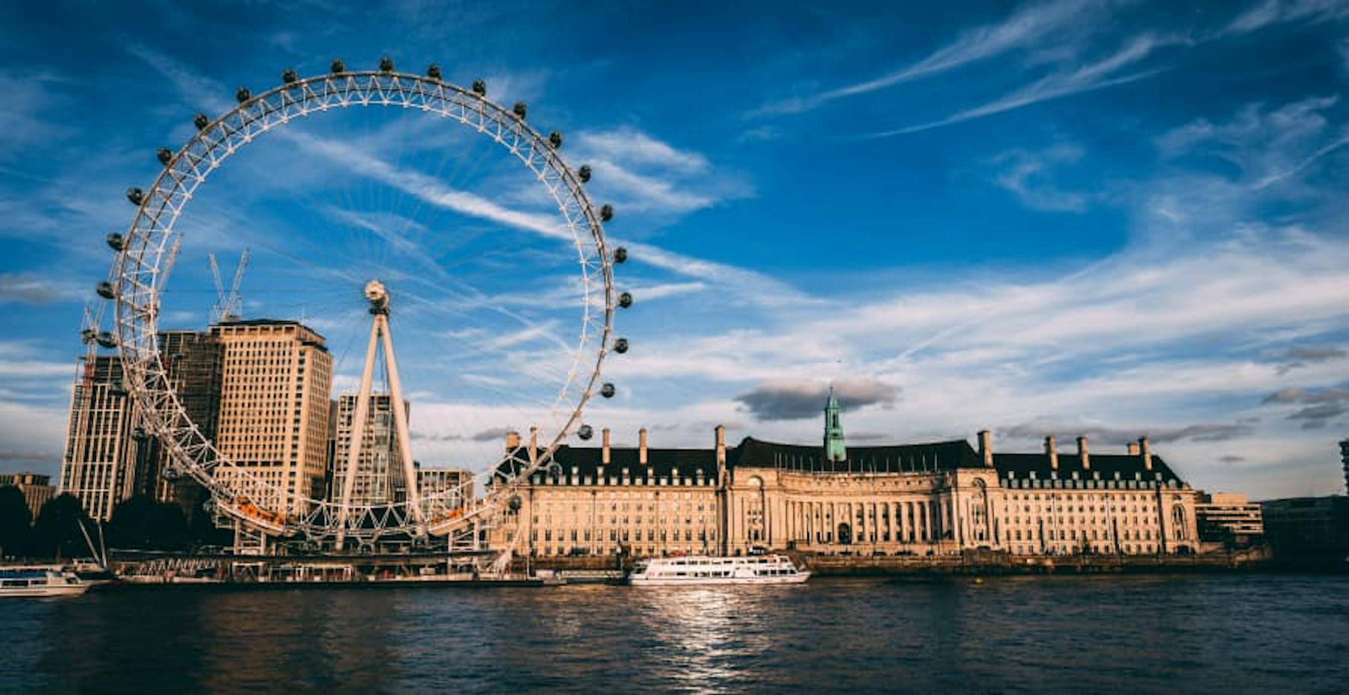 London Eye next to Thames river