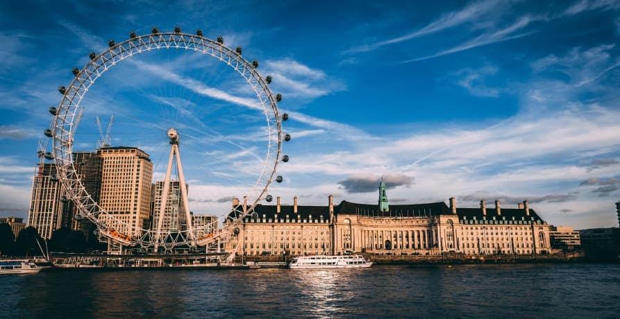 London Eye next to Thames river