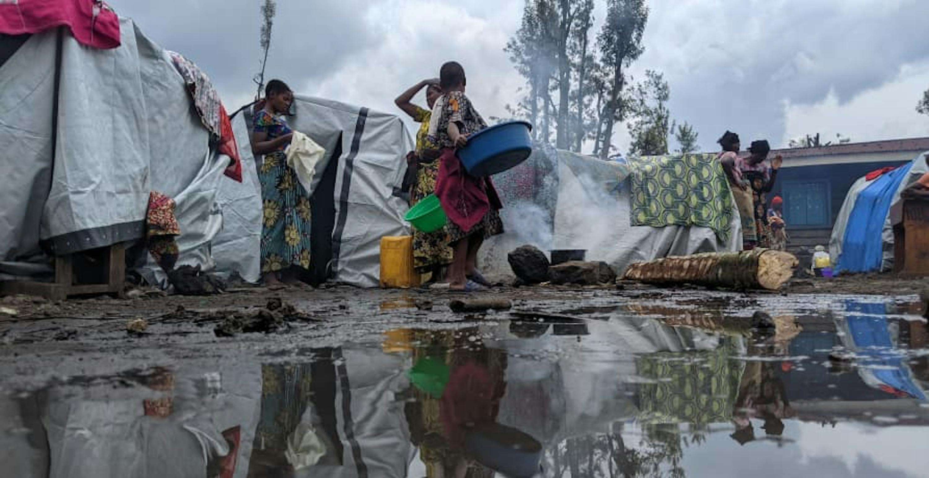 refugee camp with tents