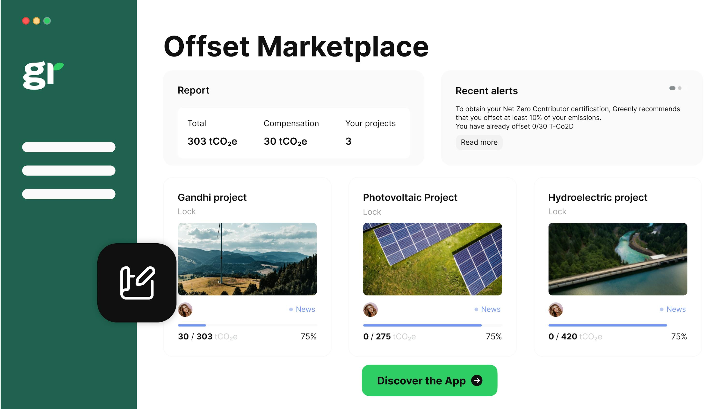 Greenly's offset marketplace application