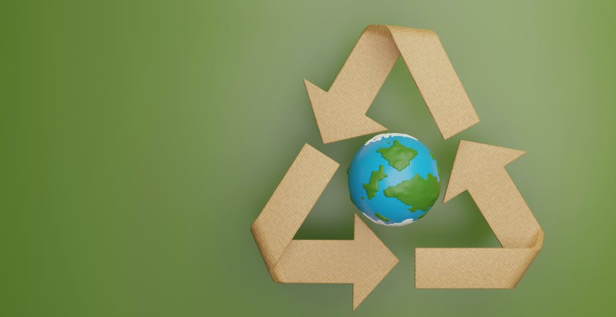 globe terrestre au centre du logo de recyclage