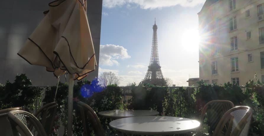 view of eiffel tower from 16th arr in paris