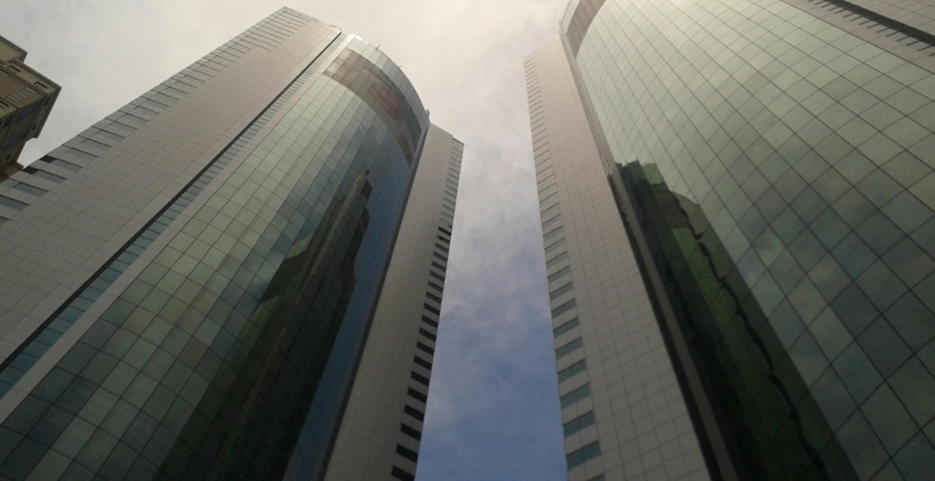 Two large skyscrapers