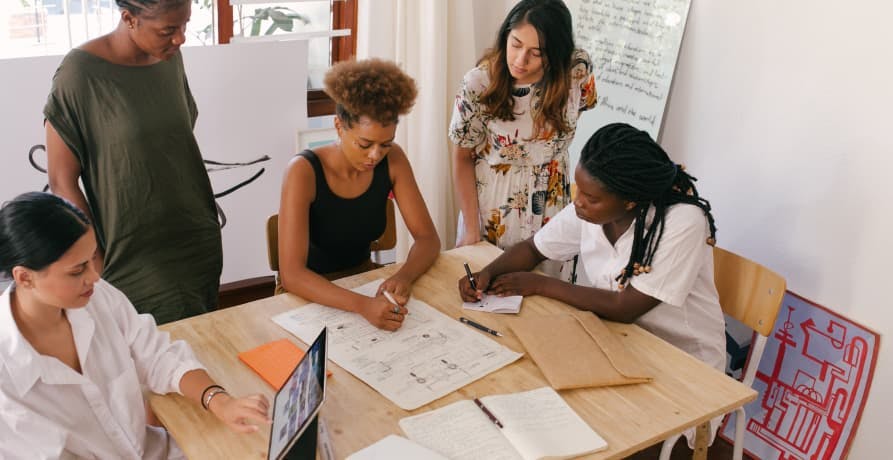 employees working at an office desk