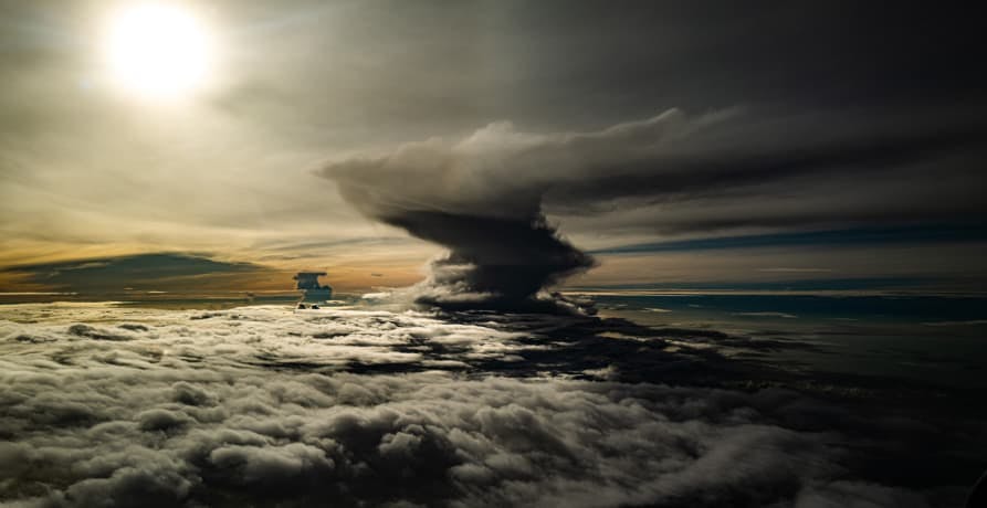 tornado forming high above in the air